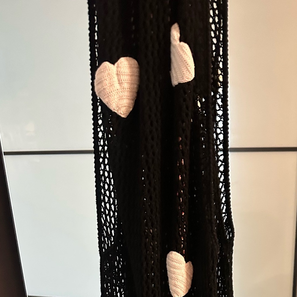 Maxi Pitusa Black Knit Dress with White Heart Accents